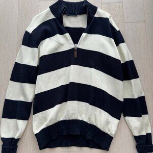 ALEAH Cotton Stripe 1/4 Zip Sweater